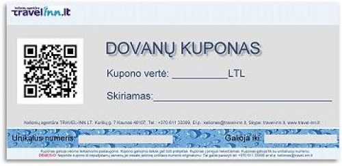 Vestuvinės dovanos Dovanų kuponas kelionėms