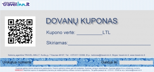 Vestuvinės dovanos Dovanų kuponas kelionėms