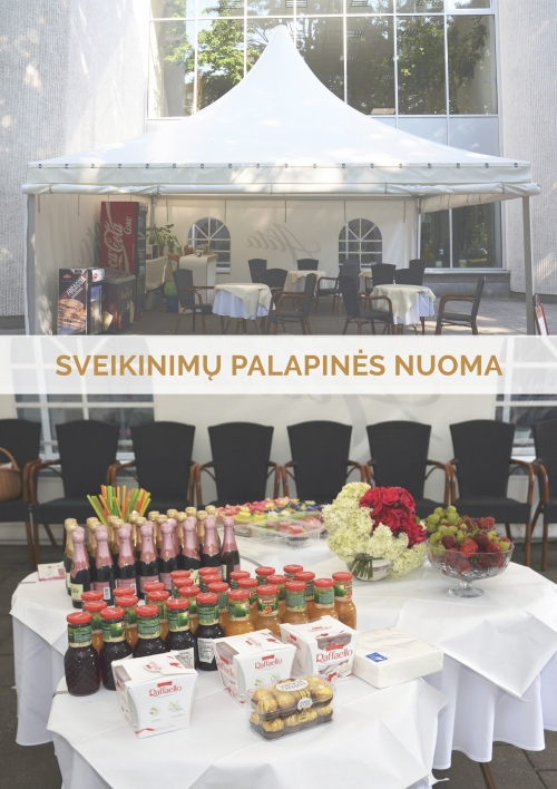 Palapinių nuoma Palapinės ir salės nuoma šampano taurei Vilniaus Santuokų Rūmuose